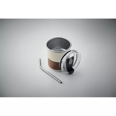 Kubek stalowy ze słomką 260 ml MATE - Bezowy (MO2423-13)