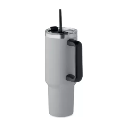 Kubek termiczny stalowy ze słomką 1200 ml SUMA - Szary (MO2327-07)
