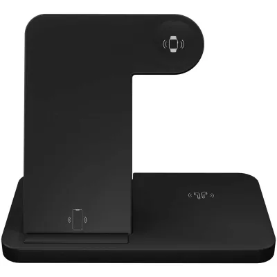 SCX.design W28 bezprzewodowa baza ładująca 3 w 1 ze stojakiem na telefon - Czarny (2PX13590)