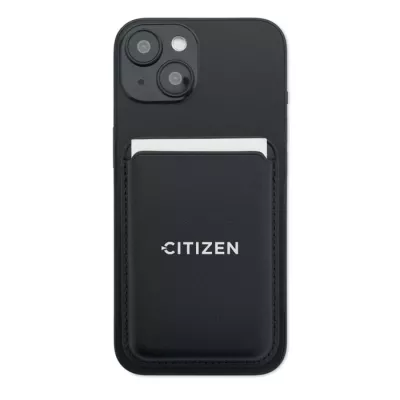 Etui magnetyczne na 3 karty z PU z pierścieniem KARTA - Czarny (MO2774-03)