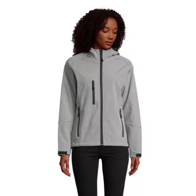 Softshell z kapturem 340 g/m² Sol's REPLAY WOMEN - Szary Melanż (S46802-GM)