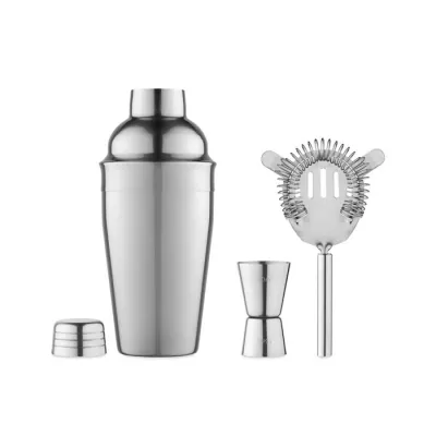 Zestaw koktajlowy stalowy z shakerem 500 ml FIZZ - Srebrny Blyszczacy (KC4298-17)