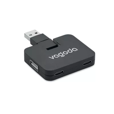Hub USB 4-portowy z USB-C SQUARE-C - Czarny (MO2254-03)