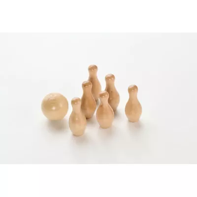 Mini kręgle z drewna sosnowego w woreczku BOLITO - Drewna (MO2434-40)