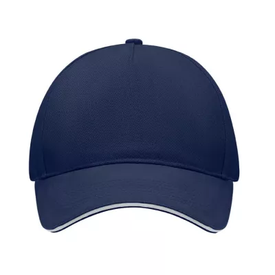Czapka z daszkiem 5-panelowa 260 g/m² LONG BEACH SINGA - Granatowy/Bialy (MO6875-55)