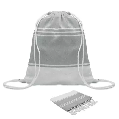 Ręcznik hammam z workiem 90x160 cm 180 g/m² HAMMA - Szary (MO2584-07)