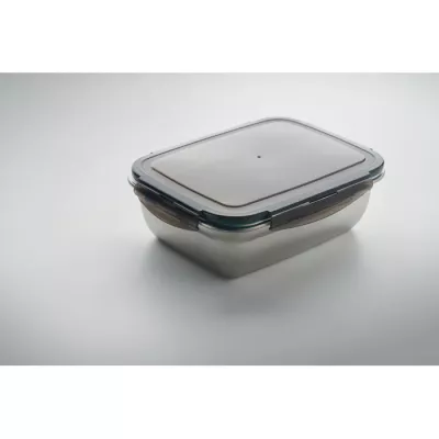 Lunchbox stalowy 1500 ml z przegrodą LOX PLUS - Przezroczysty Szary (MO2344-27)