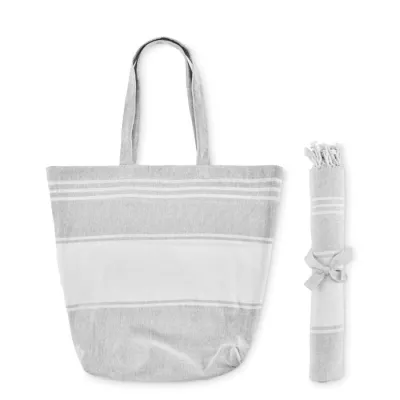 Torba plażowa z ręcznikiem hammam 180 g/m² HUMMUM - Szary (MO2954-07)