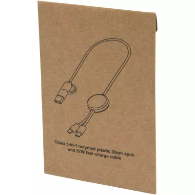 Citala kabel do synchronizacji danych i szybkiego ładowania 5 w 1 27 W o długości 30 cm z tworzyw sztucznych pochodzących z recyklingu - Biały (12442701)