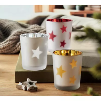 Świeczka LED tealight w szklanym słoiku LANDLE - Czerwony (CX1572-05)