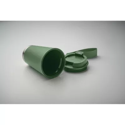 Kubek dwuścienny z PP z paskiem 300 ml TOPIZ - Ciemnozielony (MO2596-60)