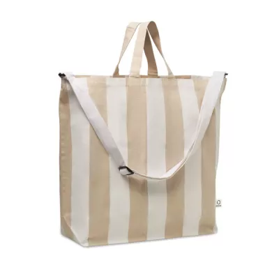 Torba plażowa duża w paski 280 g/m² LAGUNA - Bialy (MO2555-06)