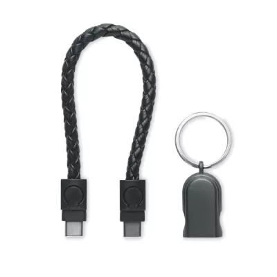 Brelok z kablem USB-C 60W FAULETI LOOP - Czarny (MO2647-03)