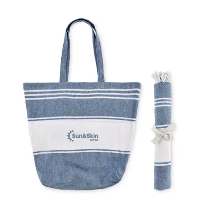 Torba plażowa z ręcznikiem hammam 180 g/m² HUMMUM - Niebieski (MO2954-04)