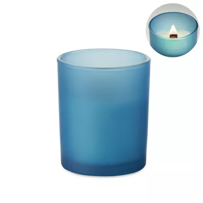Świeca zapachowa wanilia w szkle 80 g KIVAS WOOD - Niebieski (MO2708-04)