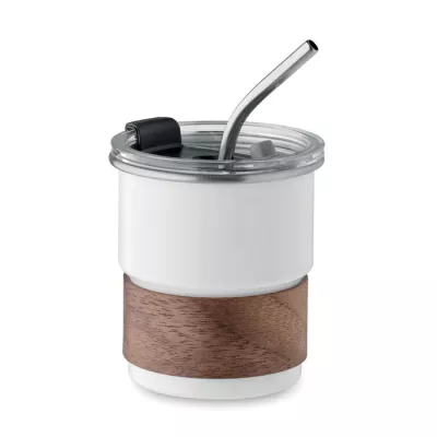 Kubek stalowy ze słomką 260 ml MATE - Bialy (MO2423-06)