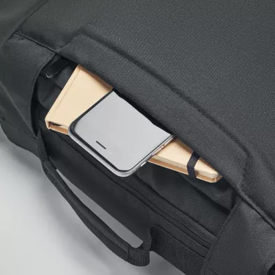 Plecak na laptop 16" z RPET z kablem USB SINGAPORE - Czarny (MO6329-03)