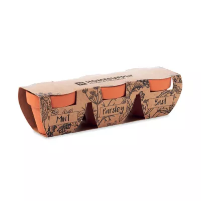 Zestaw 3 doniczek z nasionami ziół FLOWERPOT - Drewna (MO6145-40)