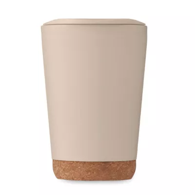 Kubek dwuścienny z korkową podstawą 300 ml CO - Bezowy (MO2446-13)
