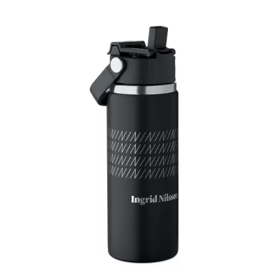 Butelka termiczna ze słomką 500 ml SUMA GRIP - Czarny (MO2775-03)