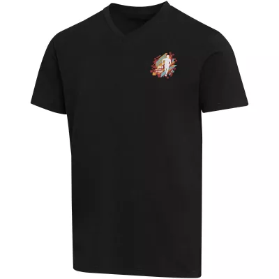 Balfour organiczna koszulka unisex z krótkim rękawem i dekoltem w serek, wykonana z materiału o gramaturze 200 g/m², z certyf - Czarny (39665-BLACK)