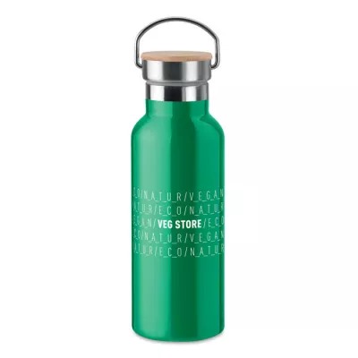 Termos dwuścienny z bambusową pokrywką 500 ml HELSINKI - Zielony (MO9431-09)