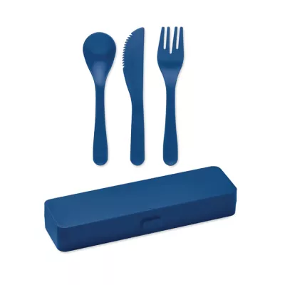Zestaw 3 sztućców z PP w etui RIGATA - Niebieski (MO6661-04)