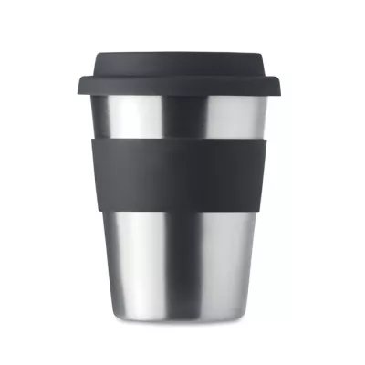Kubek stalowy jednościenny z pokrywką 350 ml IRMUG - Czarny (MO6257-03)