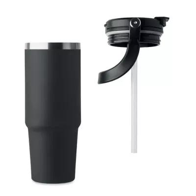Kubek termiczny ze słomką ze stali 850 ml SUMA HAND - Czarny (MO2561-03)