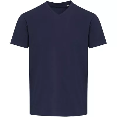 Balfour organiczna koszulka unisex z krótkim rękawem i dekoltem w serek, wykonana z materiału o gramaturze 200 g/m², z certyf - Granatowy (39665-NAVY)