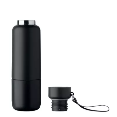 Butelka termiczna stalowa z kubkiem 500 ml NOEKA - Czarny (MO2716-03)