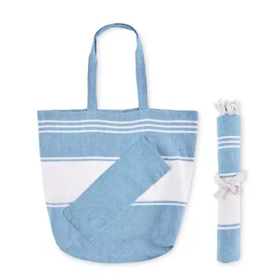 Torba plażowa z ręcznikiem hammam 180 g/m² HUMMUM - Turkusowy (MO2954-12)