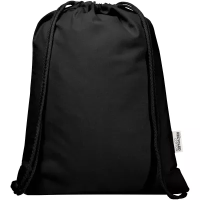 Oregon Blend torba ściągana sznurkiem z materiału materiału z recyklingu, 140 g/m², 5 l, posiadająca certyfikat GRS - Czarny (12076190)