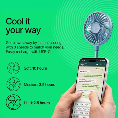 Fresh 'n Rebel Bezprzewodowy Magnetyczny Wentylator z Podstawką pod Telefon - jasnoniebieski (LT49755-N0012)