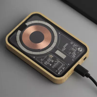 Power bank 5000 mAh z ładowarką indukcyjną Magsafe CONSTANCE - beżowy (3394913)