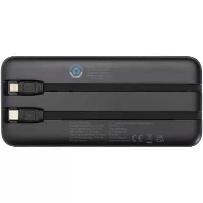 Adhil powerbank o pojemności 10.000 mAh i mocy 10 W z tworzyw sztucznych pochodzących z recyklilngu z 2 wbudowanymi kablami - Czarny (12445990)