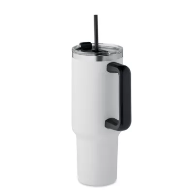 Kubek termiczny stalowy ze słomką 1200 ml SUMA - Bialy (MO2327-06)