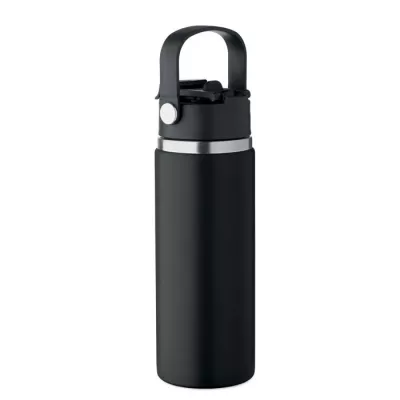 Butelka termiczna ze słomką 500 ml SUMA GRIP - Czarny (MO2775-03)