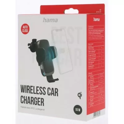 Samochodowy uchwyt do telefonu, ładowarka bezprzewodowa 10W Hama - czarny (VH034-03)