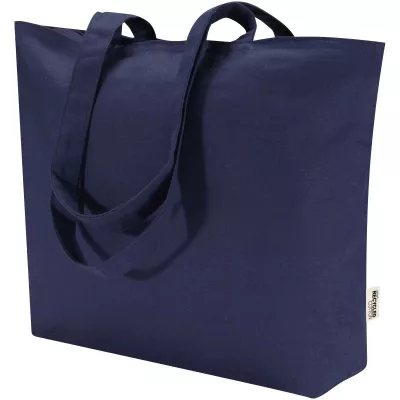 Torba bawełniana 320 g/m², 47x11x30,5cm Ningbo, zapinana na suwak - Granatowy (12033155)
