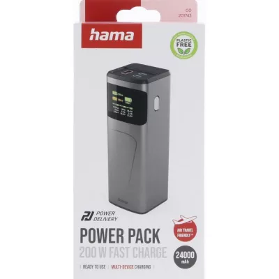 Power bank 24000 mAh Hama High Power 200W - grafitowy (VH030-15)