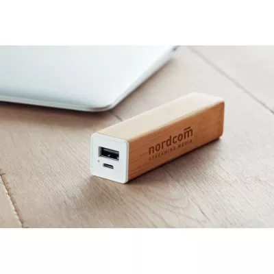 Powerbank w bambusowej obudowie 2200 mAh POWERBAM - Drewna (MO9673-40)