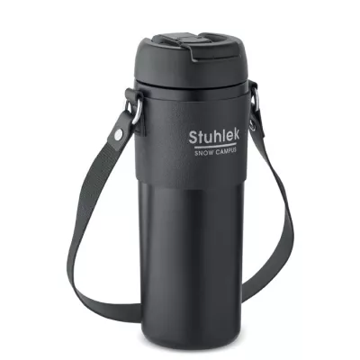 Kubek termiczny stalowy z paskiem 700 ml AIRA - Czarny (MO6971-03)