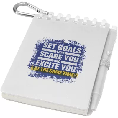 Lig Mini outdoorowy zestaw z notatnikiem w miękkiej okładce z tworzyw sztucznych pochodzących z recyklingu i długopisem (niebieski tusz) - Przezroczysty (10705101)