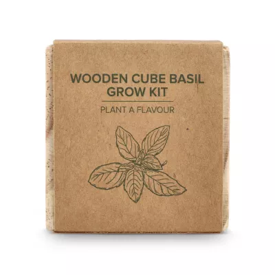 Zestaw drewnianych doniczek FSC – bazylia - naturalny-t (LT94573-N0094)