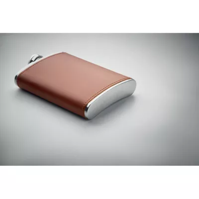 Piersiówka stalowa 200 ml w etui SLIMMY - Brazowy (MO2629-01)