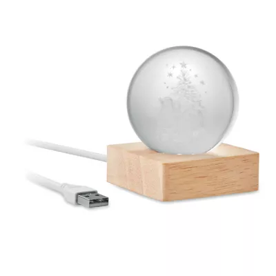 Kula szklana LED na drewnianej podstawie SANTA LIGHT - Drewna (CX1541-40)