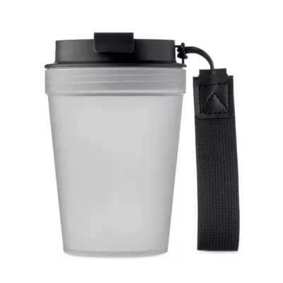 Kubek z PP z paskiem 300 ml ISFORDEN TUMBLER - Przezroczysty Bialy (MO2670-26)