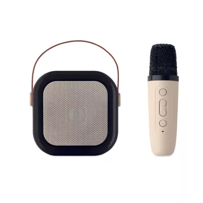 Zestaw karaoke z głośnikiem 5W i mikrofonem KARASET+ - Bezowy (MO2665-13)