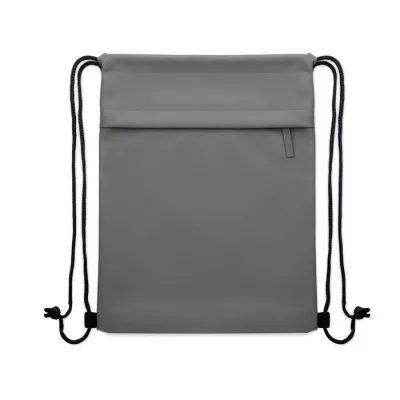 Worek ze sznurkiem z RPET 600D z kieszenią BANGKOK BAG - Kamienny Szary (MO2639-15)